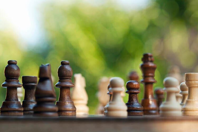 a chess board with a chess piece
