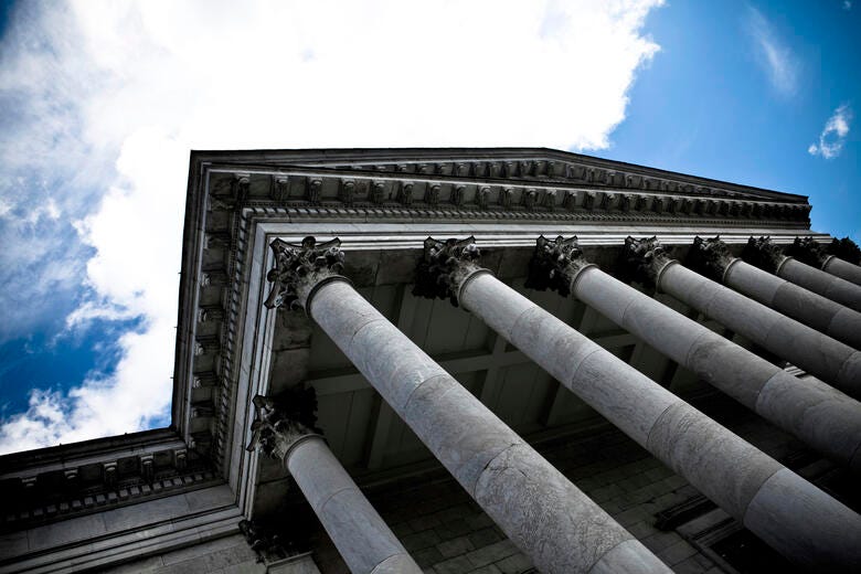 a building with columns