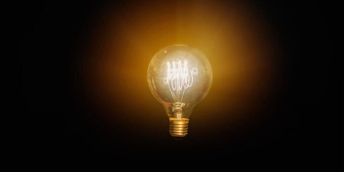 a light bulb in the dark