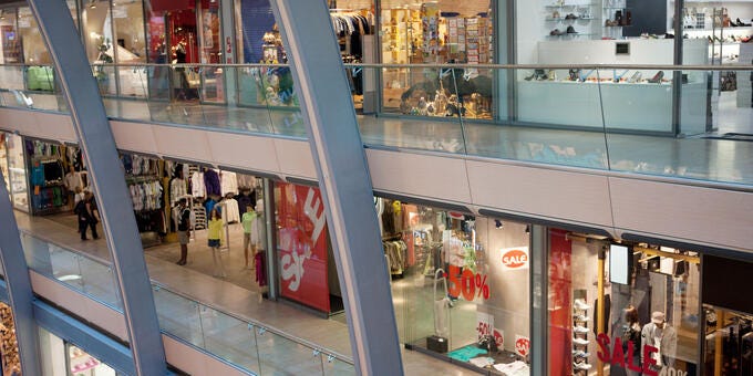 a high angle view of a shopping mall