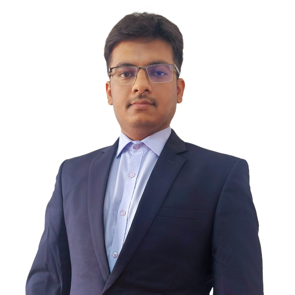 a man wearing a suit and glasses